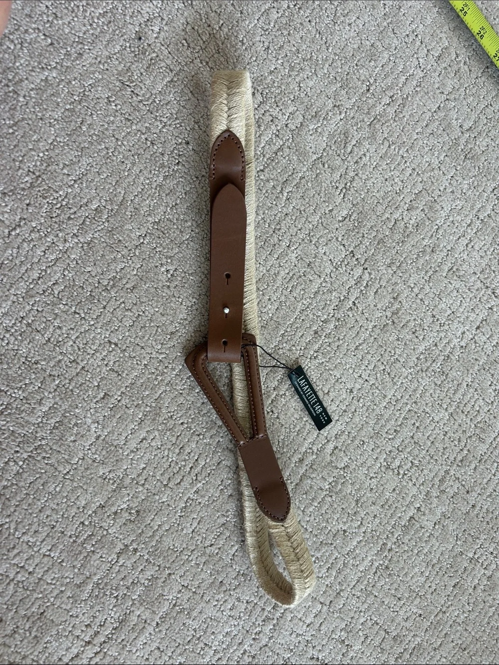 Lafayette 148 New York Natural and Brown Braided Raffia Belt